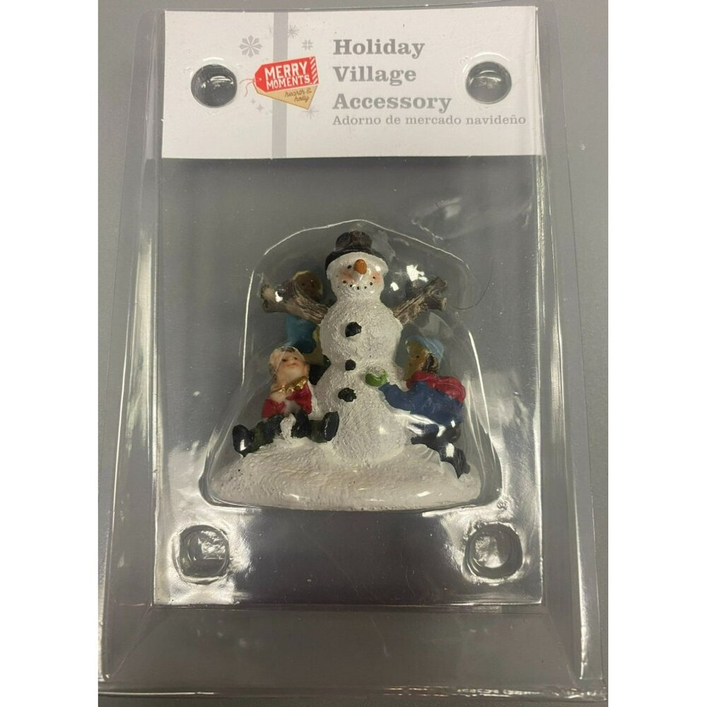 Merry Moments Holiday Village Accessory Snowman Figurine With Children